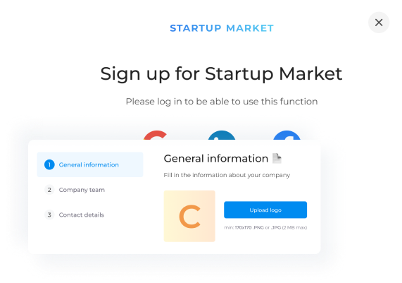 Register and create a startup profile